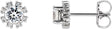 Platinum Natural White Sapphire Round 4-Prong Halo-Style Earrings