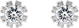Platinum Natural White Sapphire Round 4-Prong Halo-Style Earrings - view 2
