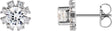Platinum Natural Diamond Round 4-Prong Halo-Style Earrings