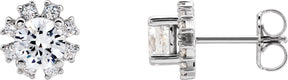 Platinum Natural Diamond Round 4-Prong Halo-Style Earrings