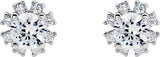 Platinum Natural White Sapphire Round 4-Prong Halo-Style Earrings - view 2