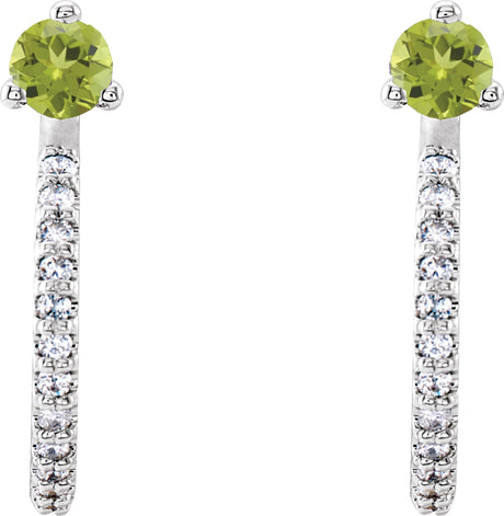 Platinum Round Natural Peridot Accented J-Hoop Earrings - view 2