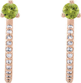 14K Gold Round Natural Peridot Accented J-Hoop Earrings - Rose Gold - view 2