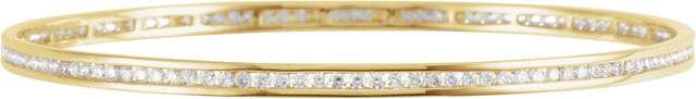 14K Gold Round Natural Diamond Accented Stackable Bangle Bracelet - Yellow Gold