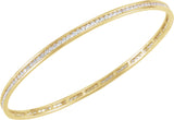 14K Gold Round Natural Diamond Accented Stackable Bangle Bracelet - Yellow Gold - view 2