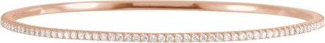 14K Gold Round Natural Diamond Accented Bangle Bracelet – 1.1-2.4mm Stones - Rose Gold
