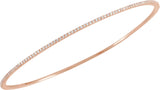 14K Gold Round Natural Diamond Accented Bangle Bracelet – 1.1-2.4mm Stones - Rose Gold - view 2