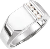Platinum Round Natural Diamond Ring Natural Diamond Geometric Signet Ring
