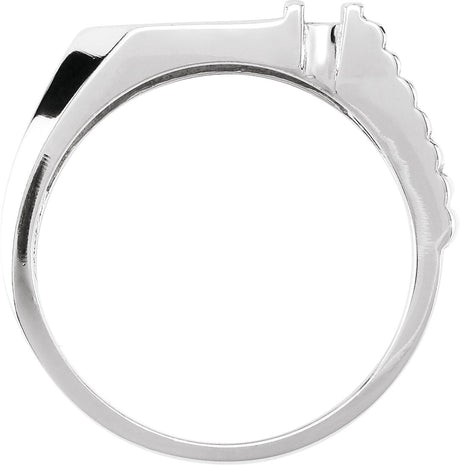 Platinum Round Natural Diamond Ring Natural Diamond Geometric Signet Ring - view 2