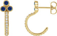 14K Gold Round Lab-Grown Blue Sapphire Accented Bezel-Set J-Hoop Earrings