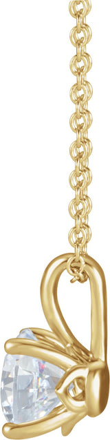 14K Gold Round Natural White Sapphire Solitaire Necklace or Pendant - Yellow Gold - view 2
