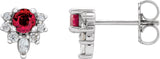 Platinum Round Lab-Grown Ruby Accented Earrings