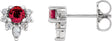 Platinum Round Natural Ruby Accented Earrings