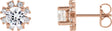 14K Gold Natural Diamond Round 4-Prong Halo-Style Earrings - Rose Gold