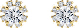 14K Gold Natural Diamond Round 4-Prong Halo-Style Earrings - Yellow Gold - view 2