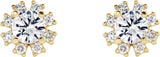 14K Gold Natural Diamond Round 4-Prong Halo-Style Earrings - Yellow Gold - view 2