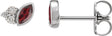 Platinum Marquise Natural Mozambique Garnet Accented Bezel-Set Earrings