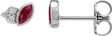 Platinum Marquise Natural Ruby Accented Bezel-Set Earrings