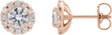 14K Gold Round Natural Diamond French-Set Halo-Style Earrings - Rose Gold