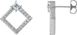 14K Gold Square Natural White Sapphire Accented Geometric Earrings - White Gold