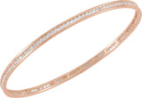 14K Gold Round Natural Diamond Accented Stackable Bangle Bracelet - Rose Gold - view 3
