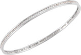 14K Gold Round Natural Diamond Accented Stackable Bangle Bracelet - White Gold - view 3