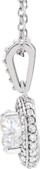 14K Gold Round Natural Diamond Halo-Style Necklace – up to 1 1/4 CTW - view 2