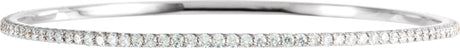 14K Gold Round Natural Diamond Accented Bangle Bracelet – 1.1-2.4mm Stones - White Gold
