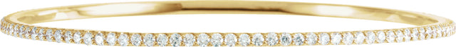 14K Gold Round Lab-Grown Diamond Accented Bangle Bracelet - Yellow Gold