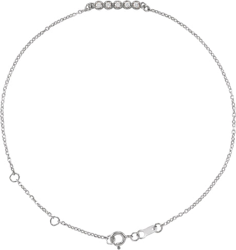 14K Gold Round Natural Diamond Accented Bar Bracelet – 12.7x2.62mm - White Gold