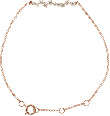 14K Gold Round Natural Diamond Accented Bar Bracelet – 22.7x4mm - Rose Gold