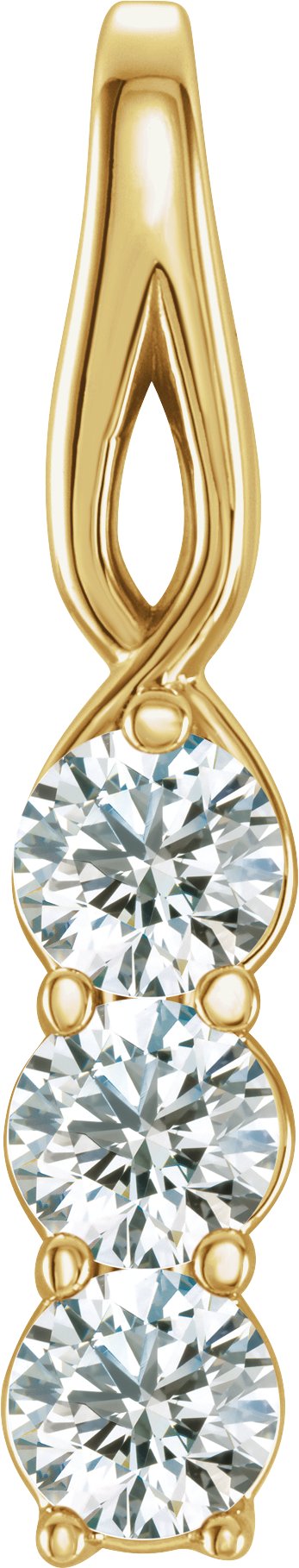 14K Gold Round Natural Diamond Three-Stone Pendant – up to 9/10 CTW - Yellow Gold