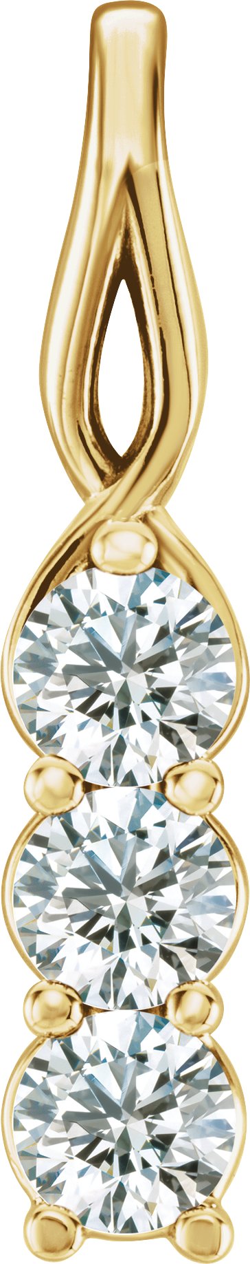 14K Gold Round Natural Diamond Three-Stone Pendant – up to 9/10 CTW - Yellow Gold