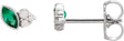 Platinum Marquise Natural Emerald Accented Bezel-Set Earrings