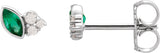 Platinum Marquise Lab-Grown Emerald Accented Bezel-Set Earrings