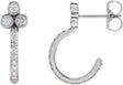 Platinum Round Natural Diamond Accented Bezel-Set J-Hoop Earrings