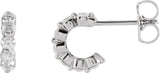 Platinum Round Natural Diamond Accented Hoop Earrings – 2-3mm Stones