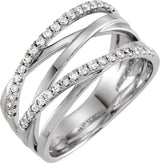 14K Gold Round Natural Diamond Criss-Cross Ring – 1.2mm Stones