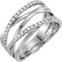 14K Gold Round Natural Diamond Criss-Cross Ring – 1.2mm Stones