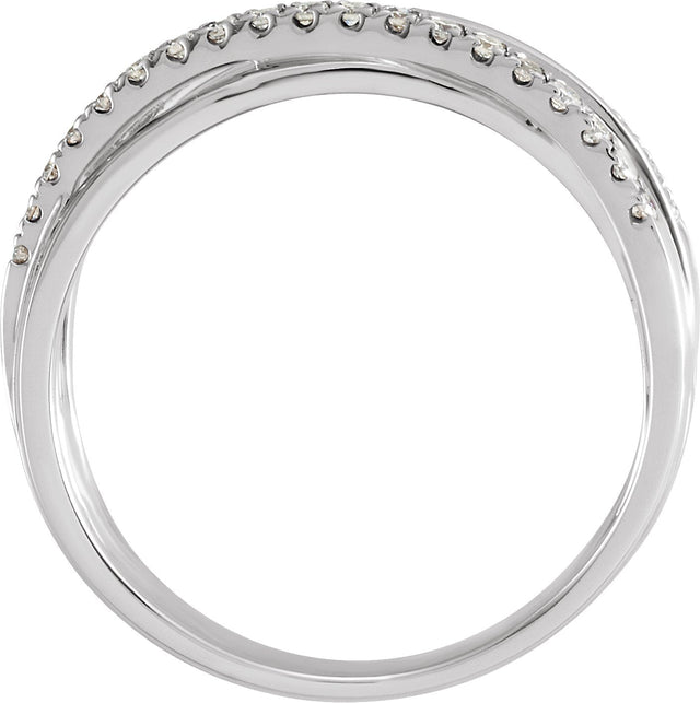 14K Gold Round Natural Diamond Criss-Cross Ring – 1.2mm Stones - view 2