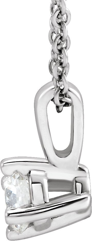 14K Gold Round Natural Diamond Solitaire Necklace or Pendant – 3.9-5.9mm Stones - White Gold - view 2