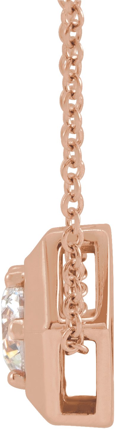 14K Gold Round Natural White Sapphire Geometric Necklace or Pendant - Rose Gold - view 2