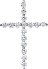 Platinum Round Lab-Grown Diamond Cross Necklace or Pendant