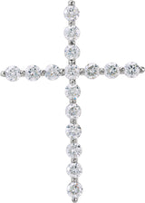 Platinum Round Lab-Grown Diamond Cross Necklace or Pendant