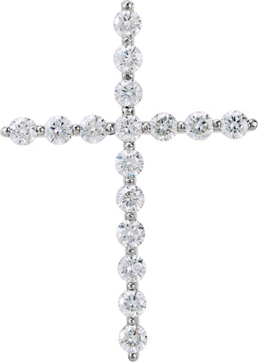 Platinum Round Lab-Grown Diamond Cross Necklace or Pendant