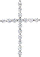 Platinum Round Lab-Grown Diamond Cross Necklace or Pendant
