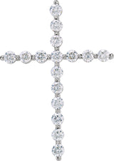 Platinum Round Lab-Grown Diamond Cross Necklace or Pendant