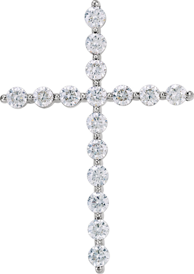 Platinum Round Lab-Grown Diamond Cross Necklace or Pendant