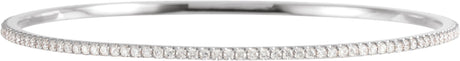 14K Gold Round Lab-Grown Diamond Accented Bangle Bracelet - White Gold
