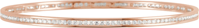 14K Gold Round Natural Diamond Accented Stackable Bangle Bracelet - Rose Gold - view 2